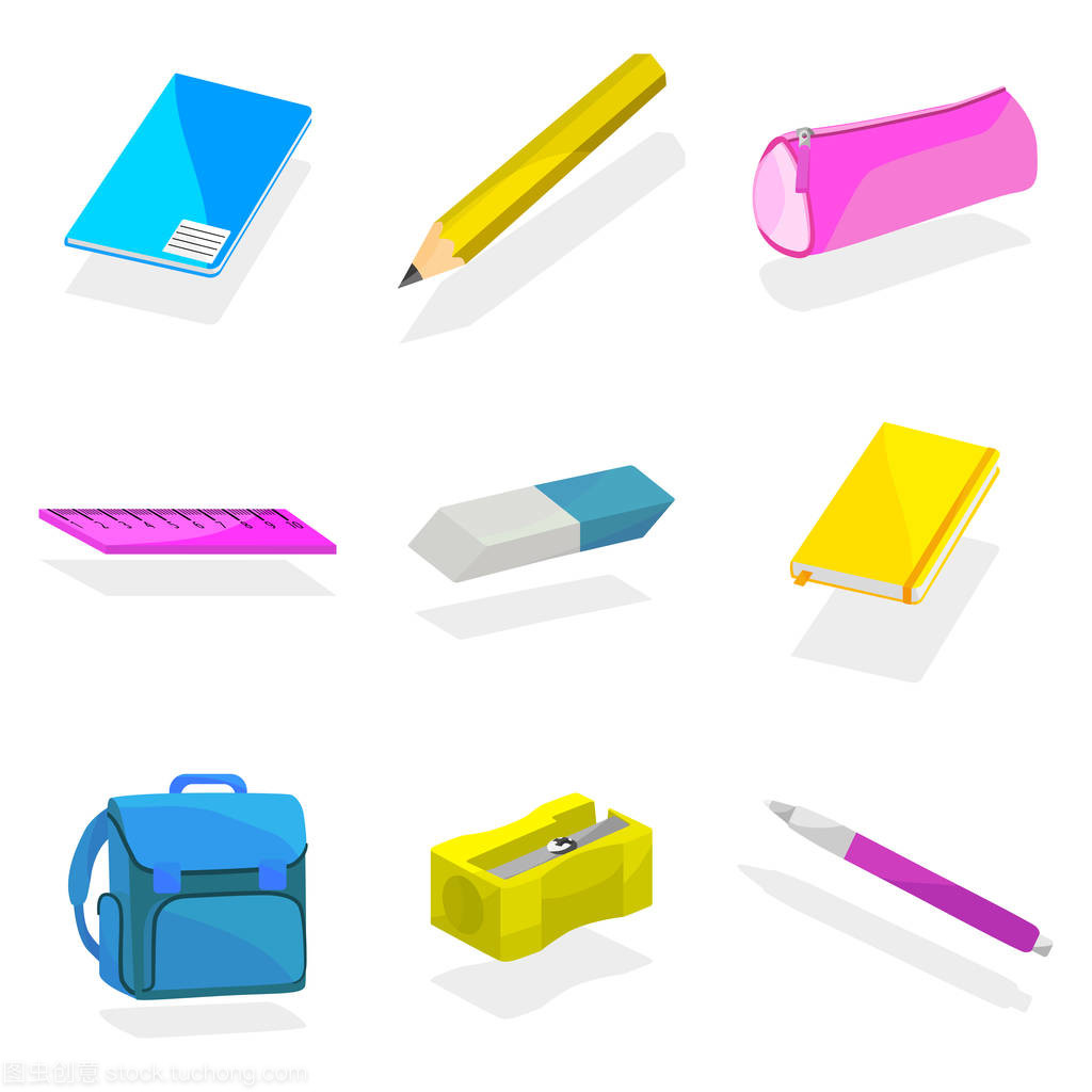 素描視界中的校園裝備 矢量圖里的背包與文具